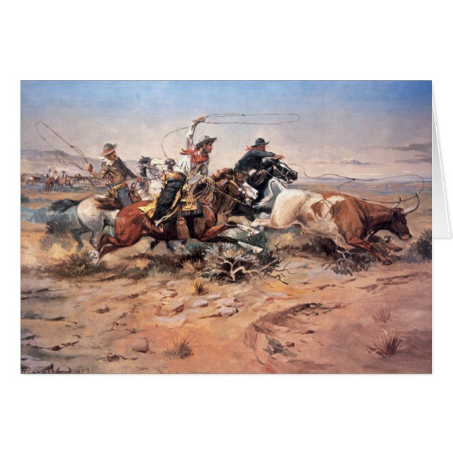 Cowboys, die einen Ochsen, 1897 (Öl, roping sind (Vorderseite (Horizontal))