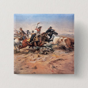 Cowboys, die einen Ochsen, 1897 (Öl, roping sind Button
