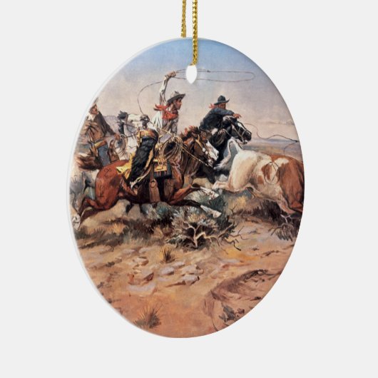 Cowboys, die einen Ochsen, 1897 (Öl, roping sind Keramikornament (Rechts)