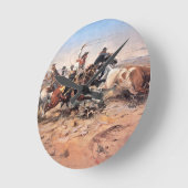 Cowboys, die einen Ochsen, 1897 (Öl, roping sind Runde Wanduhr (Winkel)