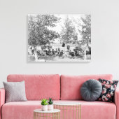 Cowboys essen am Boden unter Bäumen zu Abend Leinwanddruck (Insitu (Wohnzimmer))