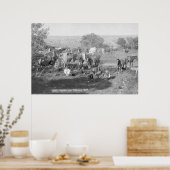 Cowboys essen um ein Campingfoto herum Poster (Küche)