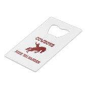 Cowboys fahren "Em Harder Geldbeutel Flaschenöffner (Rückseite Schrägansicht)