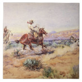 Cowboys fangen einen Wolf mit einem Rope Lasso Fliese (Vorderseite)