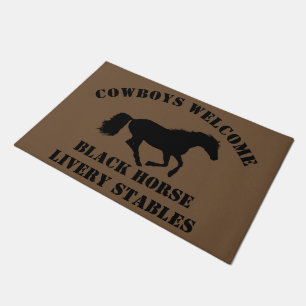 Cowboys heißen Pony Club, Ranch oder Stallungen w Fußmatte