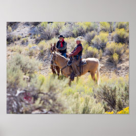 Cowboys in Horseback Sagebrush Santa Fe NM Poster