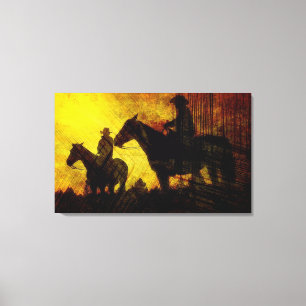 Cowboys in Horseback Wrapped Canvas Print Leinwanddruck