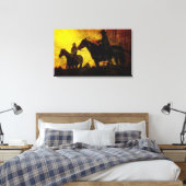 Cowboys in Horseback Wrapped Canvas Print Leinwanddruck (Insitu (Schlafzimmer))