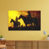 Cowboys in Horseback Wrapped Canvas Print Leinwanddruck (Insitu (Wohnzimmer))