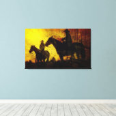 Cowboys in Horseback Wrapped Canvas Print Leinwanddruck (Insitu (Holzboden))