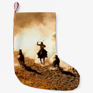Cowboys jagen wilde Pferde. Seil und Reiten, Kleiner Weihnachtsstrumpf