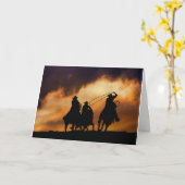 Cowboys knallen bei Sunset Blank Karte (Gelbe Blume)