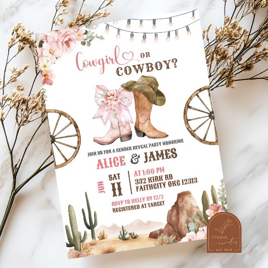 Cowboys oder Cowgirls Geschlecht Enthüllung Einladung