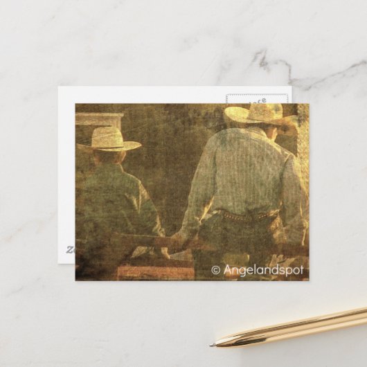 Cowboys on a Rodeo Fence Postkarte (Vorderseite/Rückseite Beispiel)