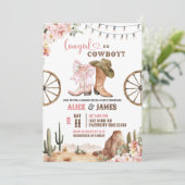 Cowboys Or Cowgirls Gender Reveal Einladung (Stehend Vorderseite)