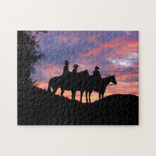 Cowboys Pferde und Sonnenuntergänge Puzzle