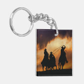 Cowboys Pferses Roping Rodeo Schlüsselanhänger (Vorderseite links)