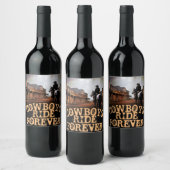 Cowboys reiten Forever Wine (Sparkling Wine) Flasc Weinetikett (Flaschen)