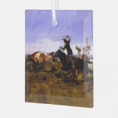 "Cowboys Roping a Steer" von Charles M Russell Ornament Aus Glas (Vorderseite links)