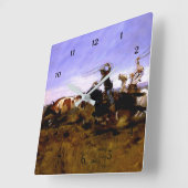 "Cowboys Roping a Steer" von Charles M Russell Quadratische Wanduhr (Winkel)