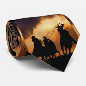 Cowboys Roping und Pferde mit Coolem Sky Krawatte (Gerollt)