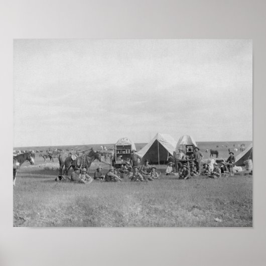 Cowboys sitzen um Chuckwagon-Foto Poster (Vorne)