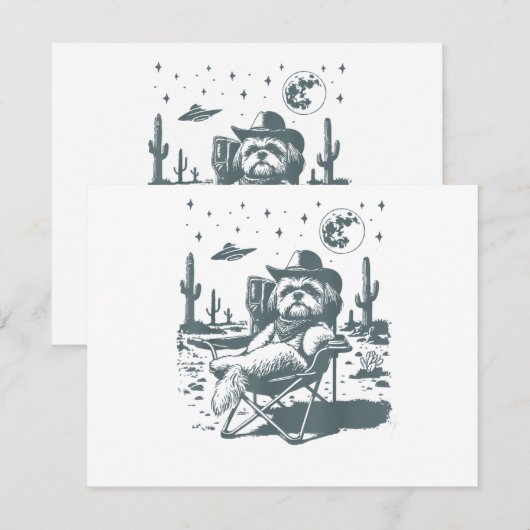 Cowboys UFO Western Einladung (Vorne/Hinten)