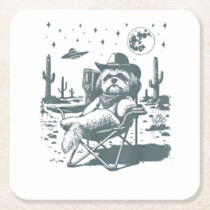 Cowboys UFO Western Rechteckiger Pappuntersetzer