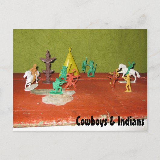 Cowboys und Amerikanische Ureinwohner Postcard Postkarte (Vorderseite)