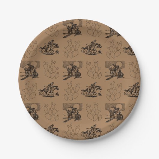 Cowboys und Cactus Paper Party Plate Pappteller (Vorderseite)