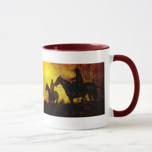 Cowboys und Pferde Grunge Keramik Tasse