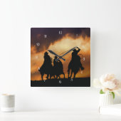 Cowboys und Pferde reiten Quadratische Wanduhr (Zuhause)