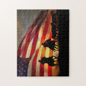 Cowboys und Pferde Rinder mit Fahne Puzzle (Vertikal)