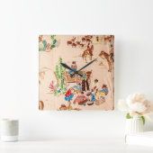 Cowboys - Vintage Hintergrundbilder Quadratische Wanduhr (Zuhause)
