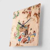 Cowboys - Vintage Hintergrundbilder Quadratische Wanduhr (Winkel)