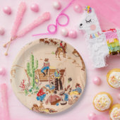 Cowboys - Vintage Tapete - Wilder Westen Pappteller (Party)