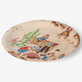 Cowboys - Vintage Tapete - Wilder Westen Pappteller (Schrägansicht)