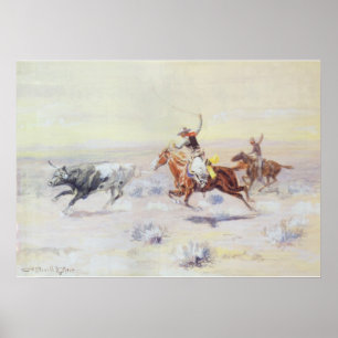 Cowboys vom Bar-Dreieck durch cm Russell Poster