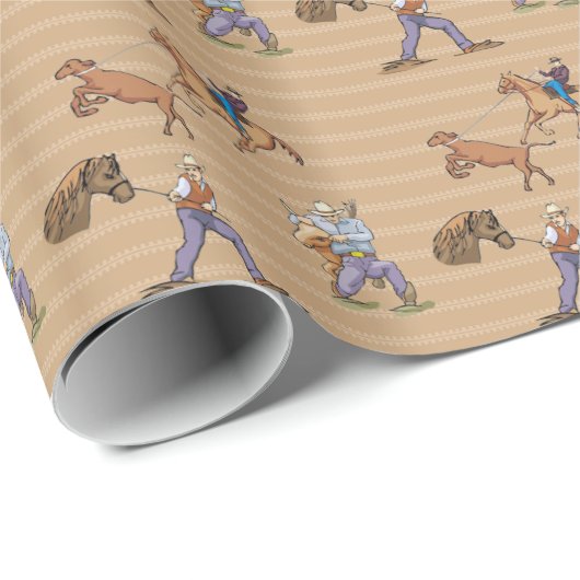 Cowboys Western Pferde Steer Tan Gift Wrap Geschenkpapier (Rolleneckpunkt)