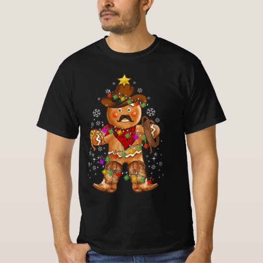 Cowboys Xmas Gingerbread Lighting Cowboy Weihnacht T-Shirt (Vorderseite)