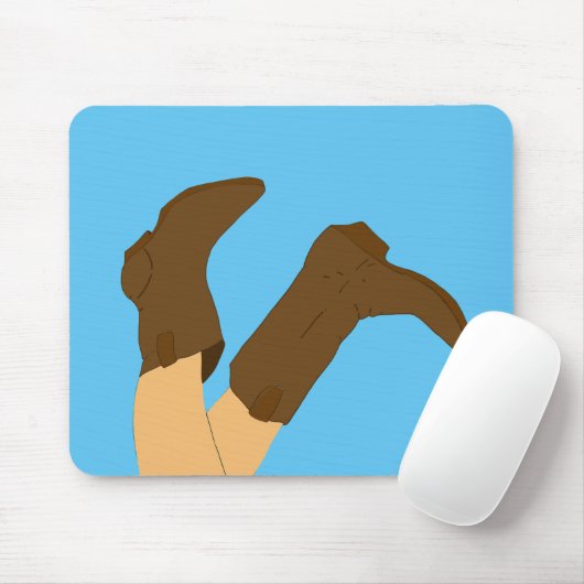 Cowboystiefel auf hellblauem Hintergrund Mousepad (Mit Mouse)
