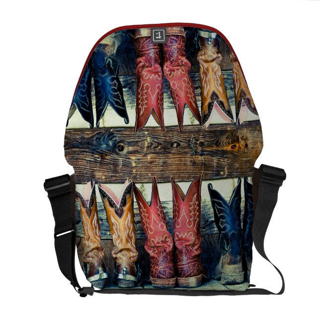Cowboystiefel-Bote-Tasche Kuriertasche (Rückseite offen)