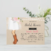 Cowboystiefel-Brautjungfernmittagesseneinladung Einladung (Stehend Vorderseite)
