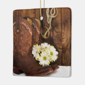 Cowboystiefel, Daisies Horse Bit Country Wedding Keramikornament (Links)