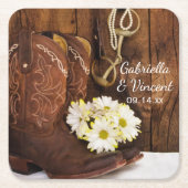 Cowboystiefel, Daisis und Reiter-Bit-Ranch Rechteckiger Pappuntersetzer (Vorderseite)