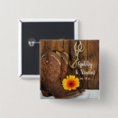 Cowboystiefel, Daisy und Horse Bit Country Wedding Button (Vorne & Hinten)