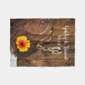 Cowboystiefel, Daisy und Horse Bit Country Wedding Fleecedecke (Vorderseite (Horizontal))