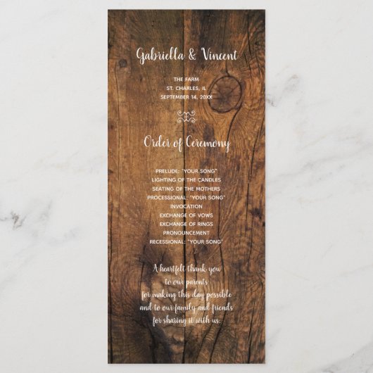 Cowboystiefel, Daisy und Horse-Bit-Hochzeitsprogra Programm (Rückseite)