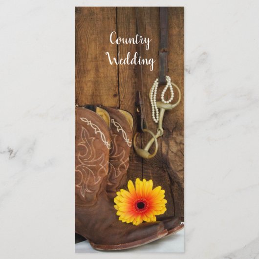 Cowboystiefel, Daisy und Horse-Bit-Hochzeitsprogra Programm (Vorderseite)