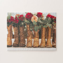 Cowboystiefel für Hochzeiten und Blume Puzzle